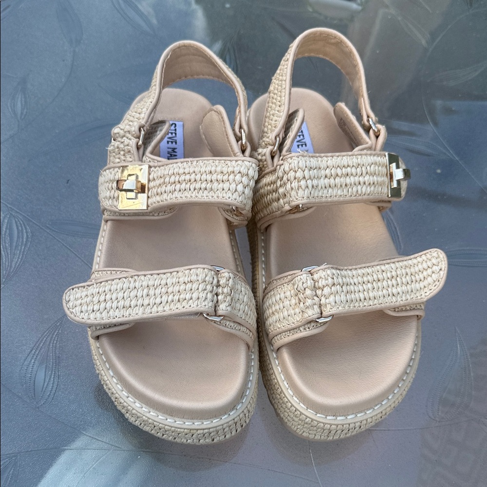 Steve Madden Beige Woven Sandals